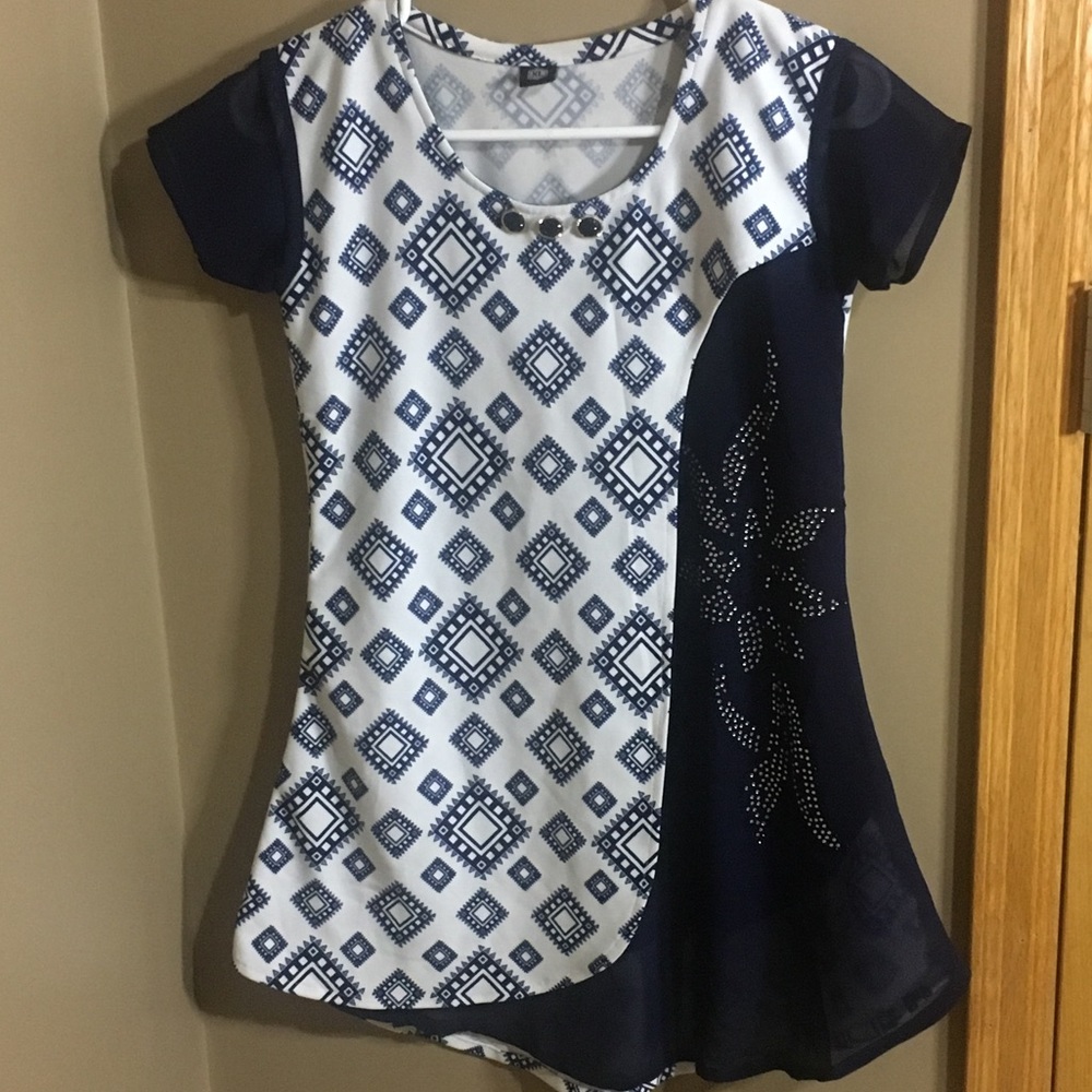 Blue blouse with intricate beadwork